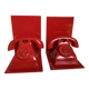 Pair of red telephone bookends