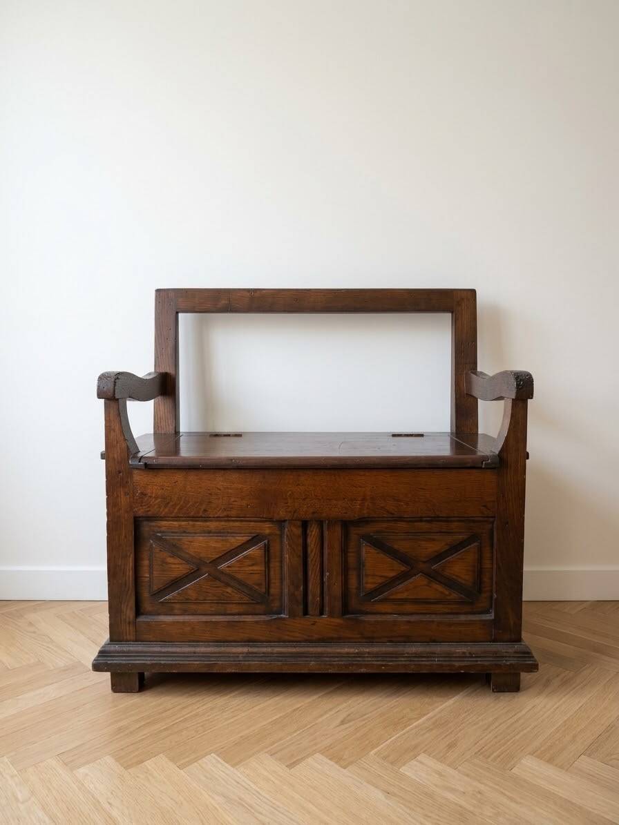 Antique wooden bank chest