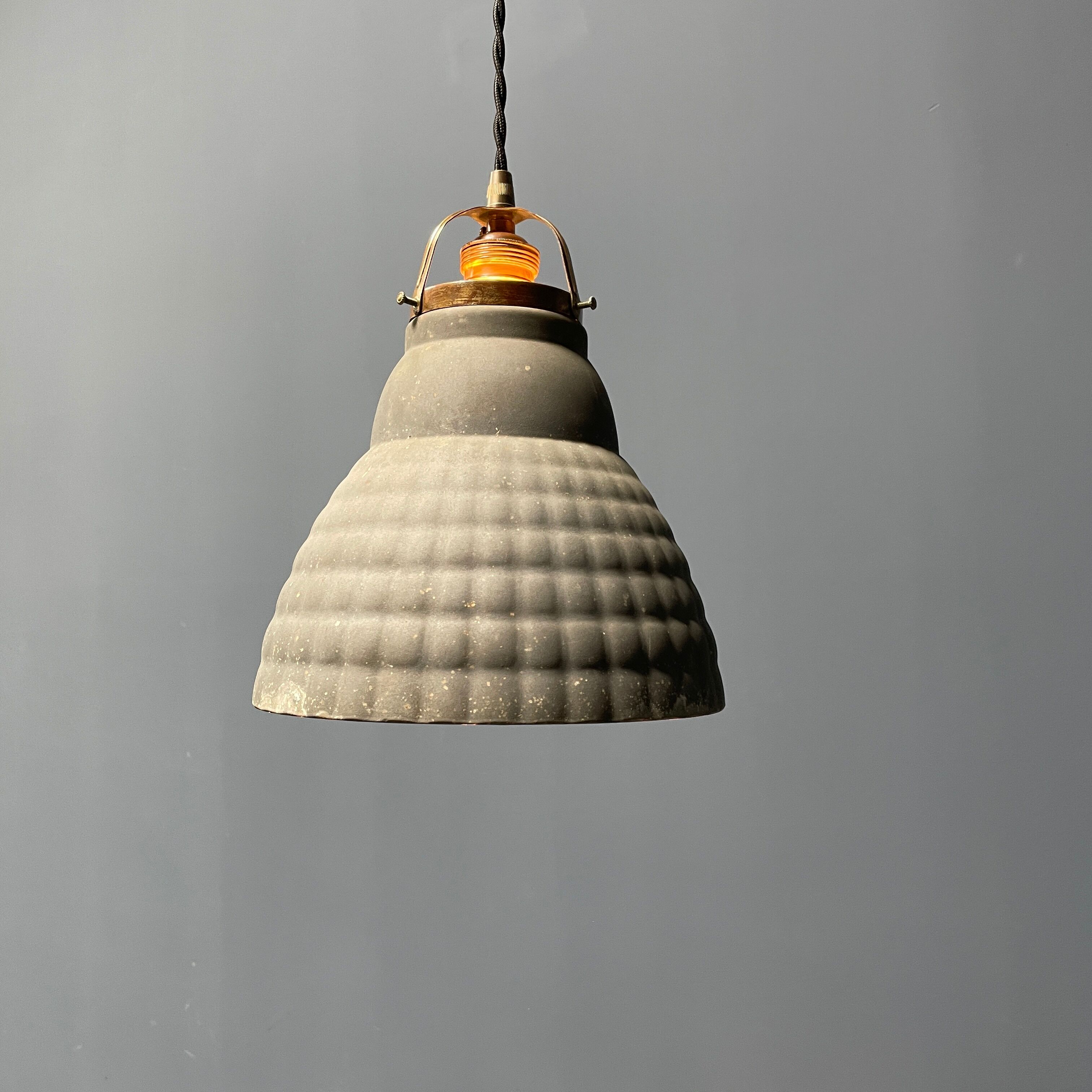 Old mercury glass hanging lamp with brass fixture