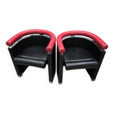 Fauteuils design cuir métal chromé 80’s