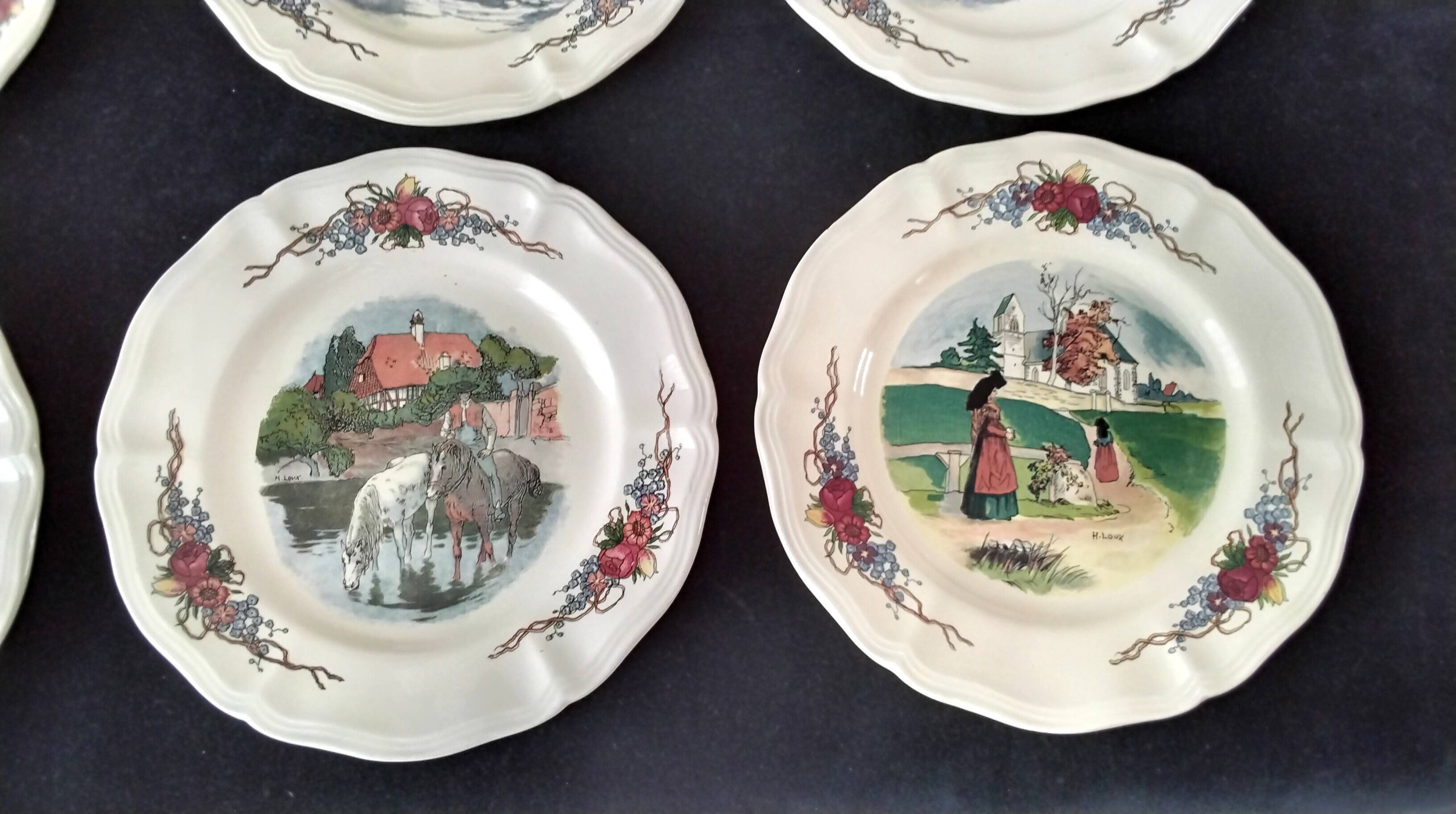 6 Sarreguemines earthenware dessert plates Model Obernai