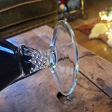 Amber glass soliflore vase on crystal base - Art glass from the years