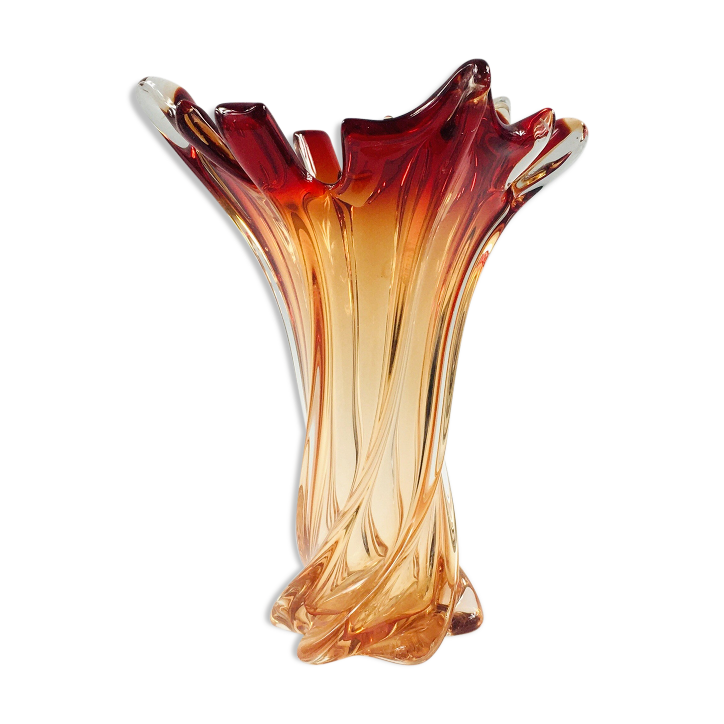 Large Twisted Murano Glass Vase, Italy, 1960s