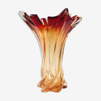 Large Twisted Murano Glass Vase, Italy, 1960s