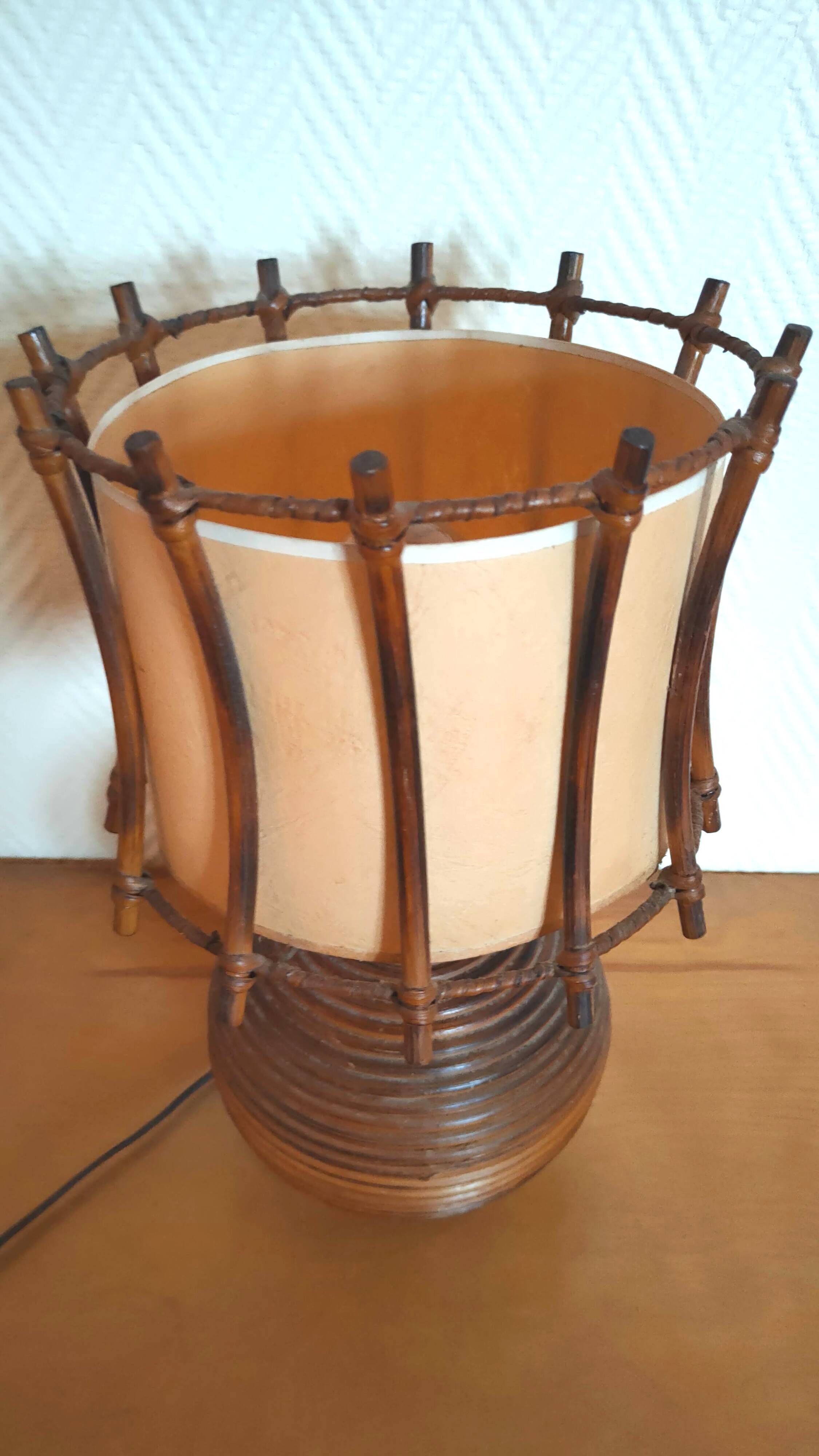 Rattan and wicker lamp design 50s 60s