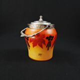 Legras-Montjoye enameled & painted glass biscuit bucket, Art Deco period