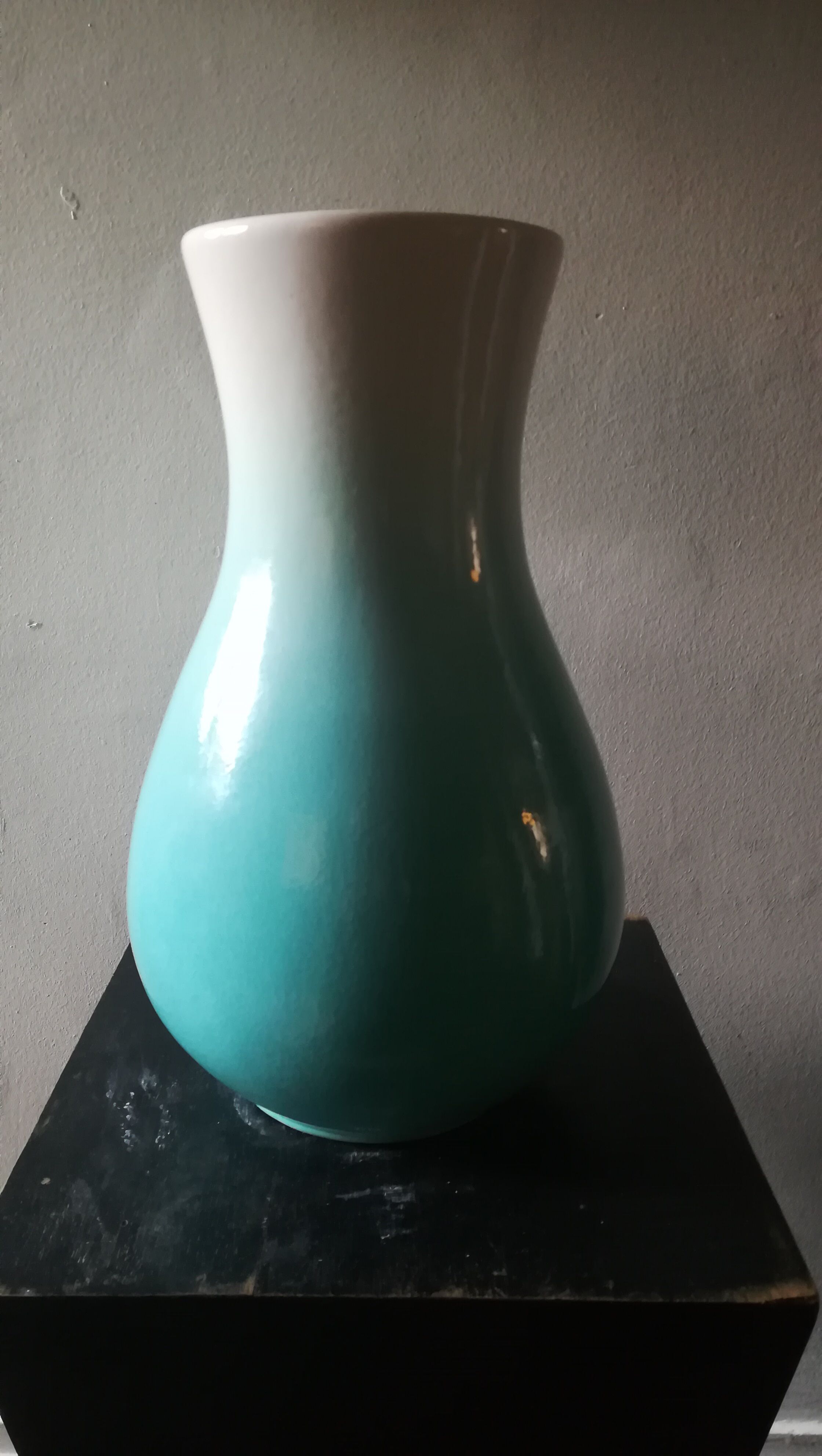 Large vase ceramic signed turquoise blue vallauris Ricard, around 1960.