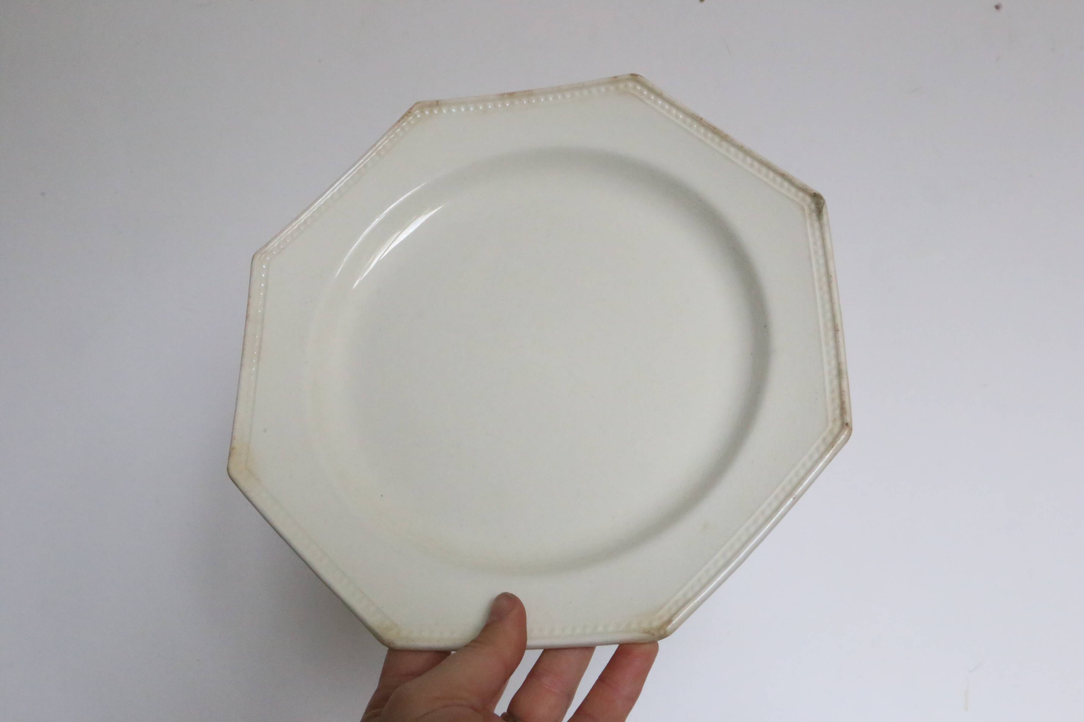 Creil and Montereau plates, 19th century, Perle model, ivory / lot 1