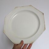 Creil and Montereau plates, 19th century, Perle model, ivory / lot 1