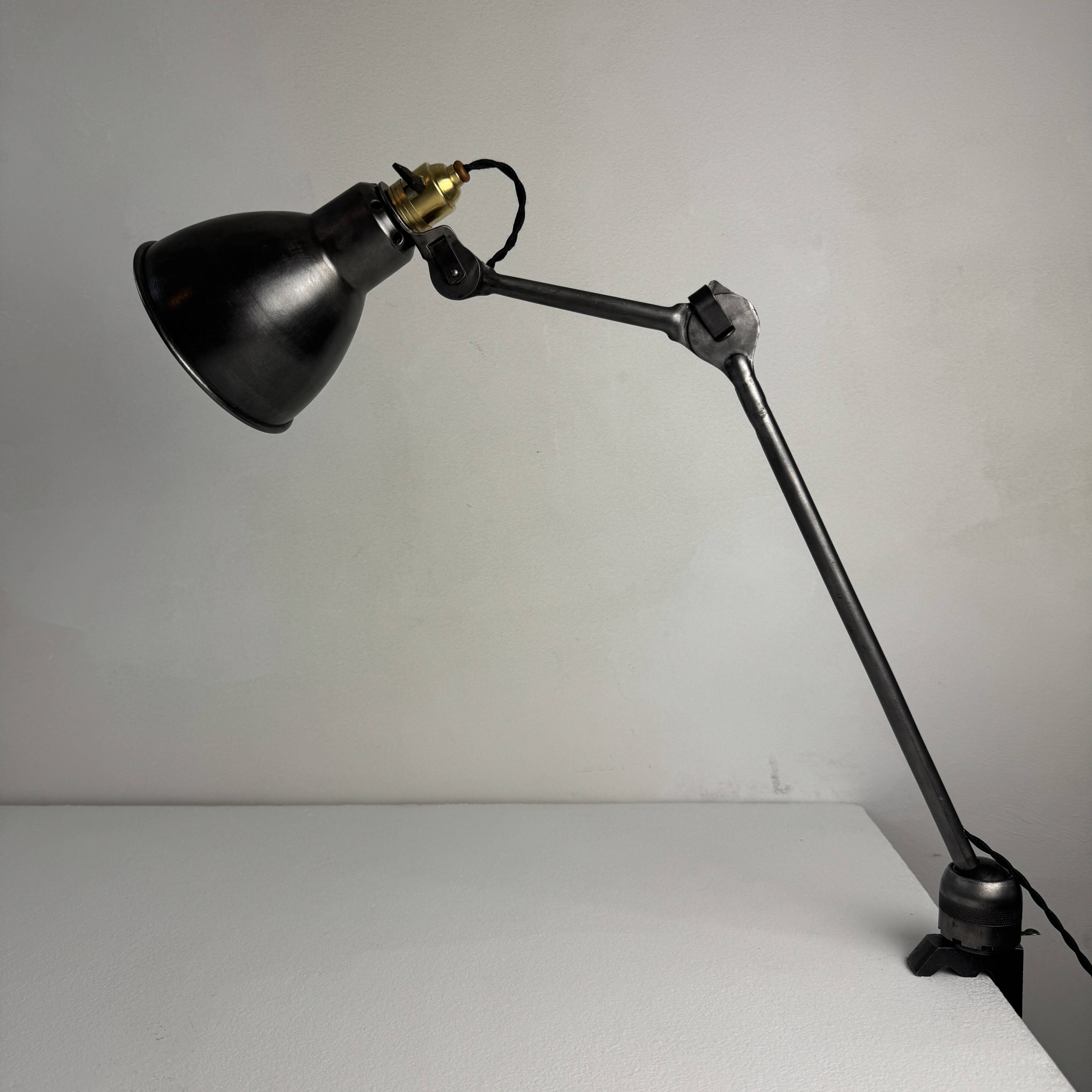 Old industrial clamp lamp "Gras Ravel" no. 204 semi-fixed