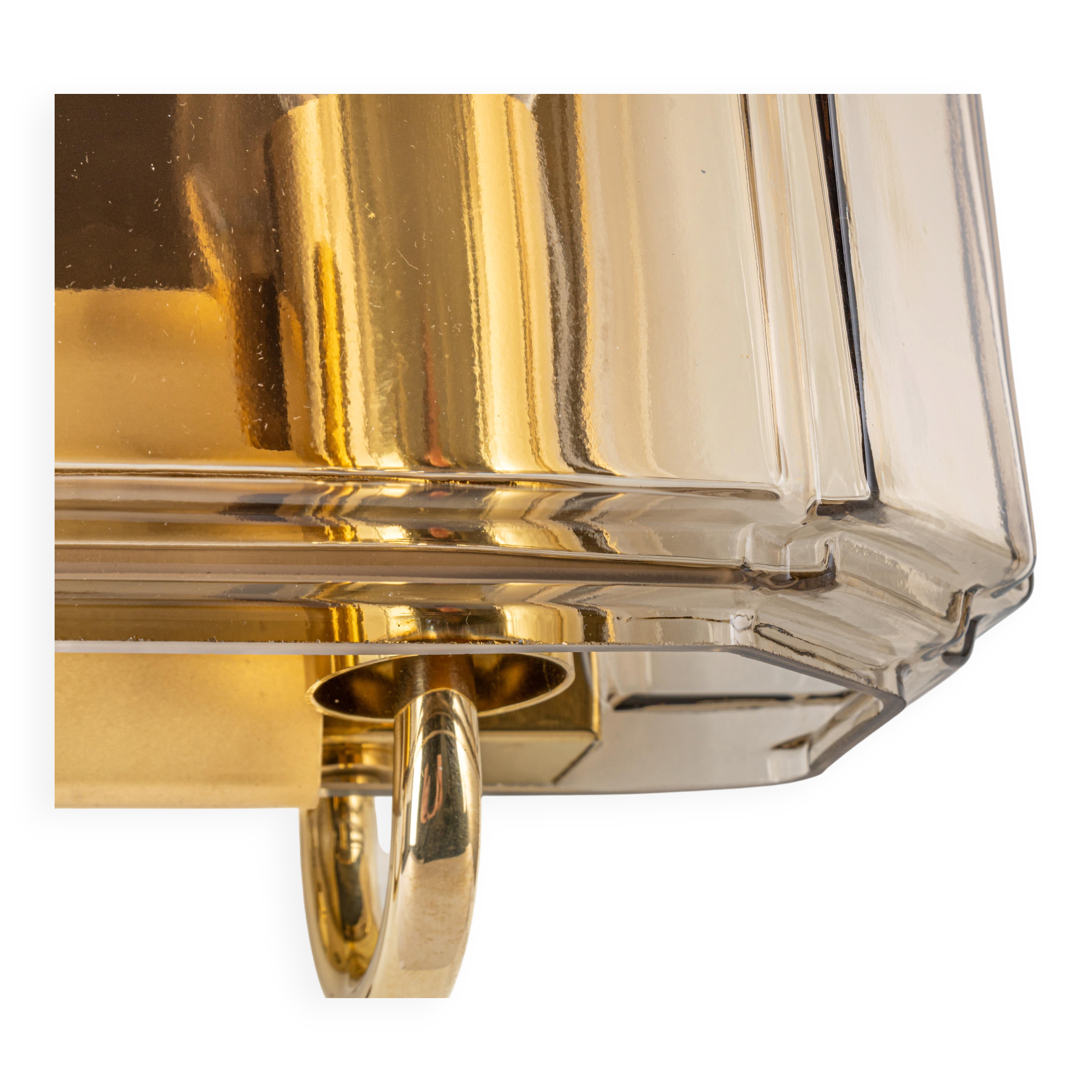 Large smoked glass wall sconces by Limburg, Germany.