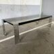 Chrome-plated steel coffee table with tempered smoked glass top