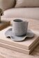 Set of wavy ceramic cup and saucer - blue grey