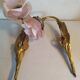 Pair of bronze swan and pink tulip wall lights in glass paste