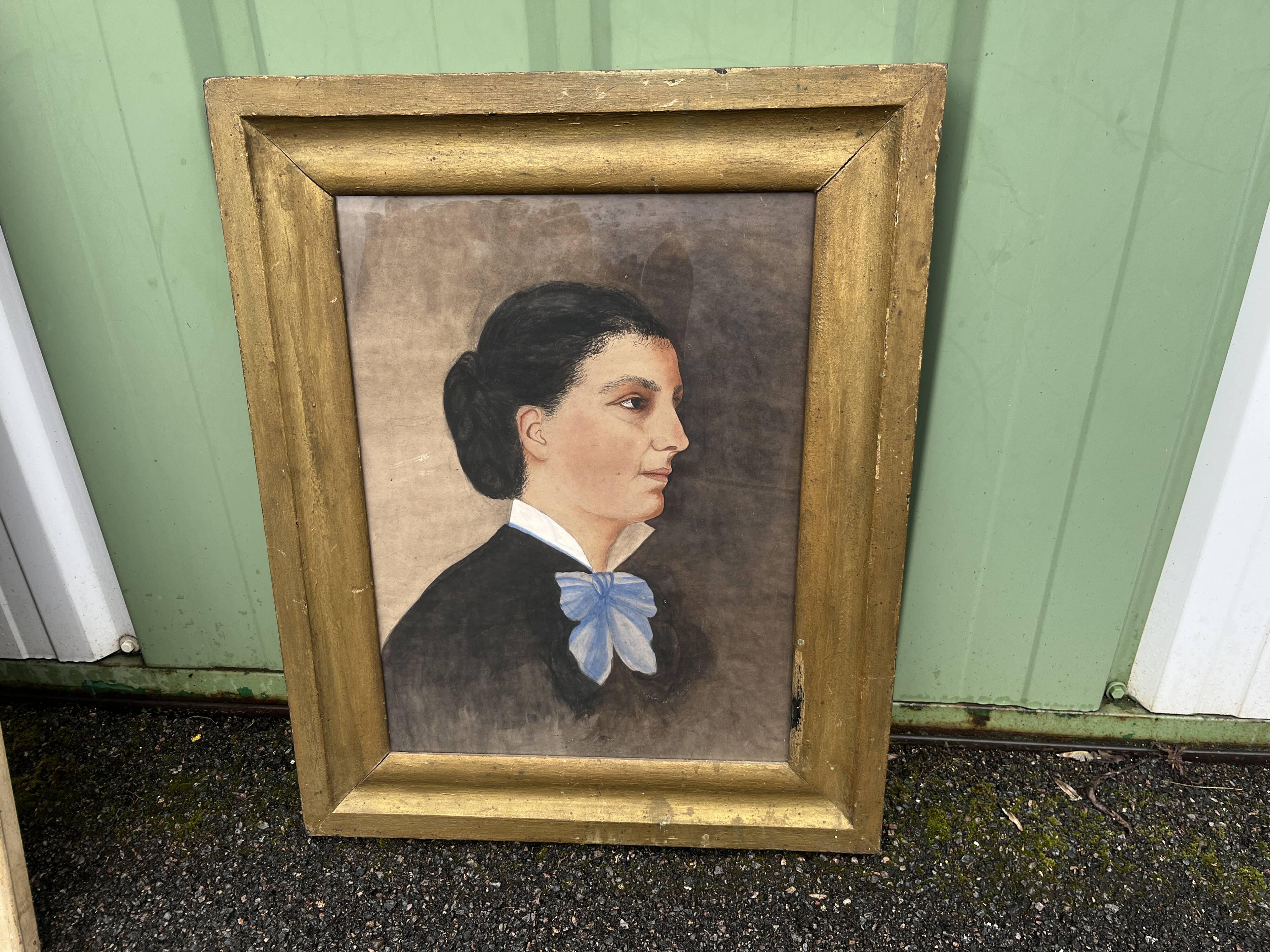 Painting XIX portrait of a woman in gilded wooden frame