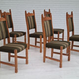 Original Danish design, 1960s,  set of high back dinning chairs, oak wood