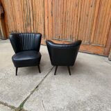 Mid-Century Sky Black Chairs, 1950s, Set of 2
