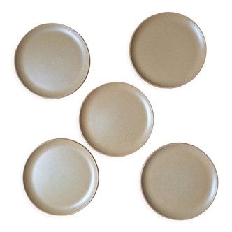 Set of 5 beige stoneware plates