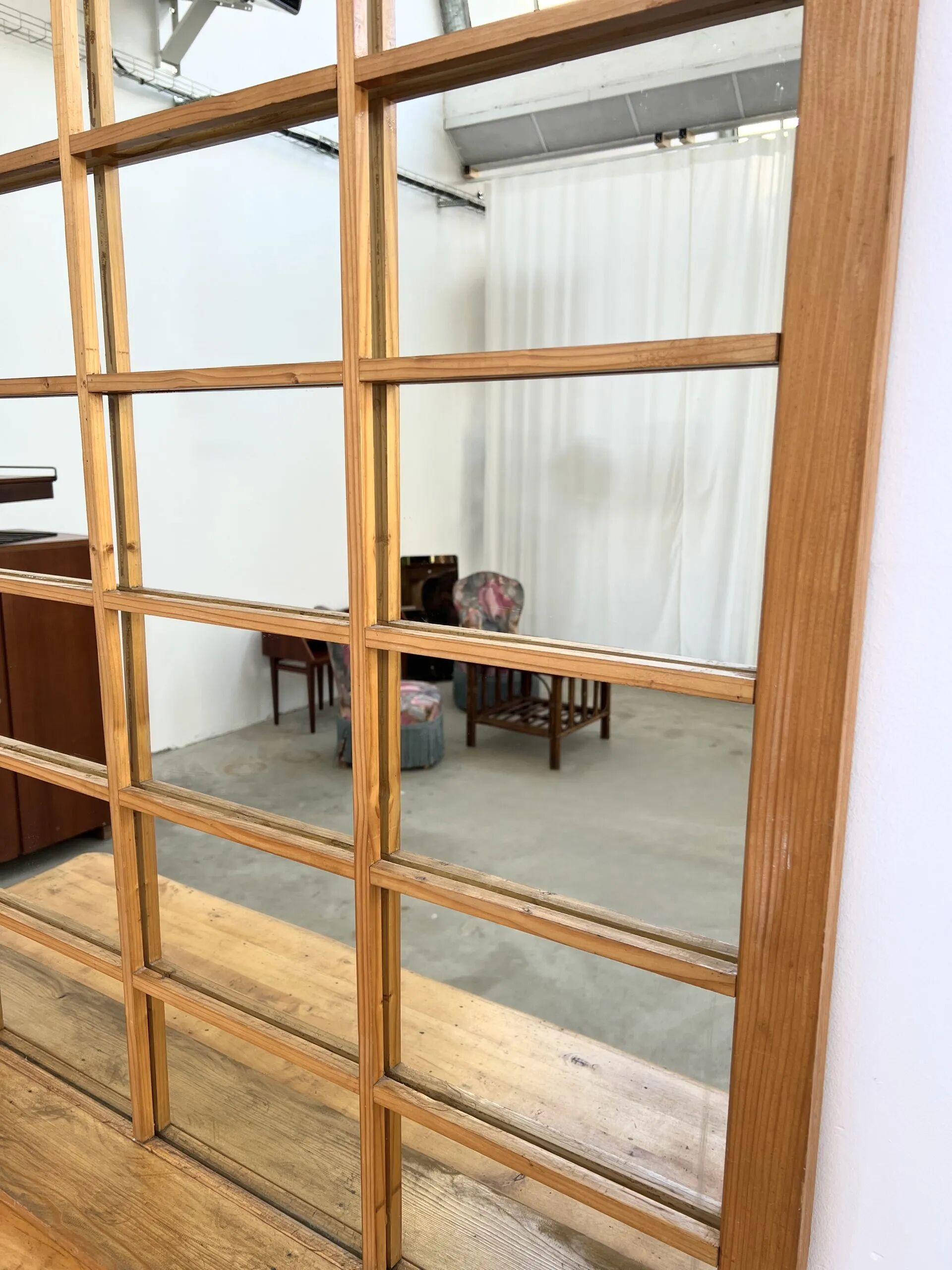 Buffet & Mirror XXL "Workshop Spirit" Set – Patinated Pine