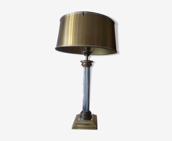 Lampe colonne style empire maison le Dauphin abat jour en métal