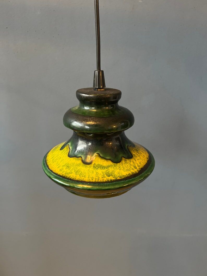 Green pendant lamp west Germany ceramic Fat Lava