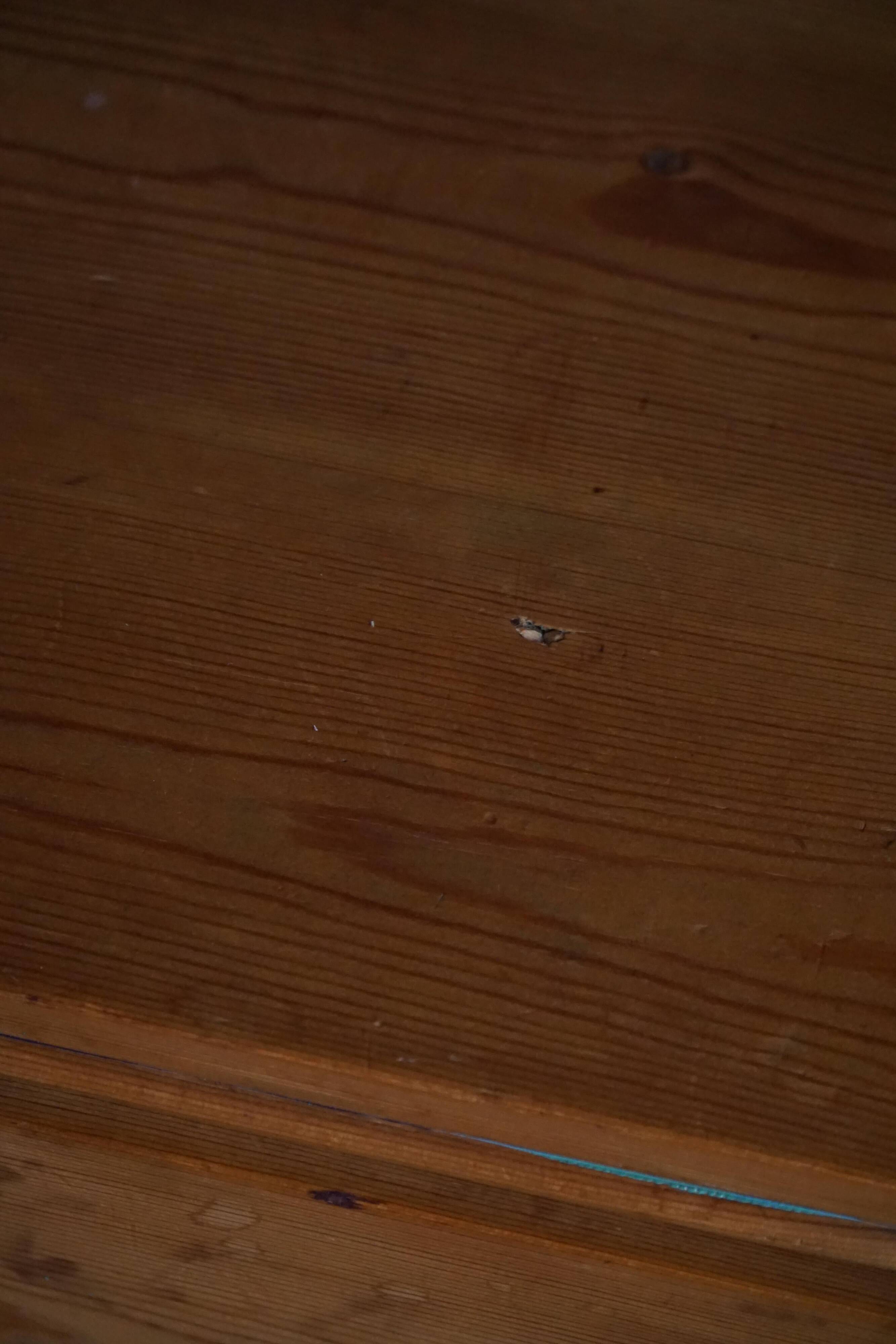 Mid-20th century Art Deco chest of drawers in pine with metal handles, 1940s.