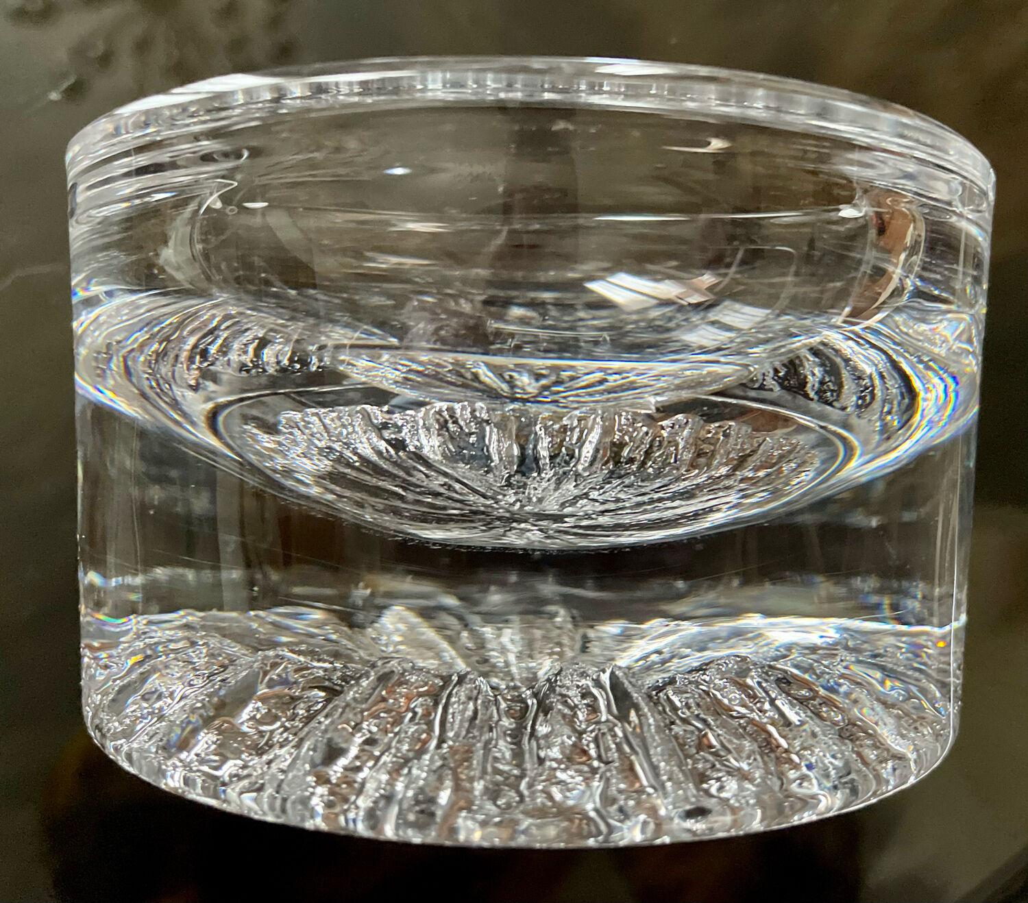 Daum crystal ashtray signed