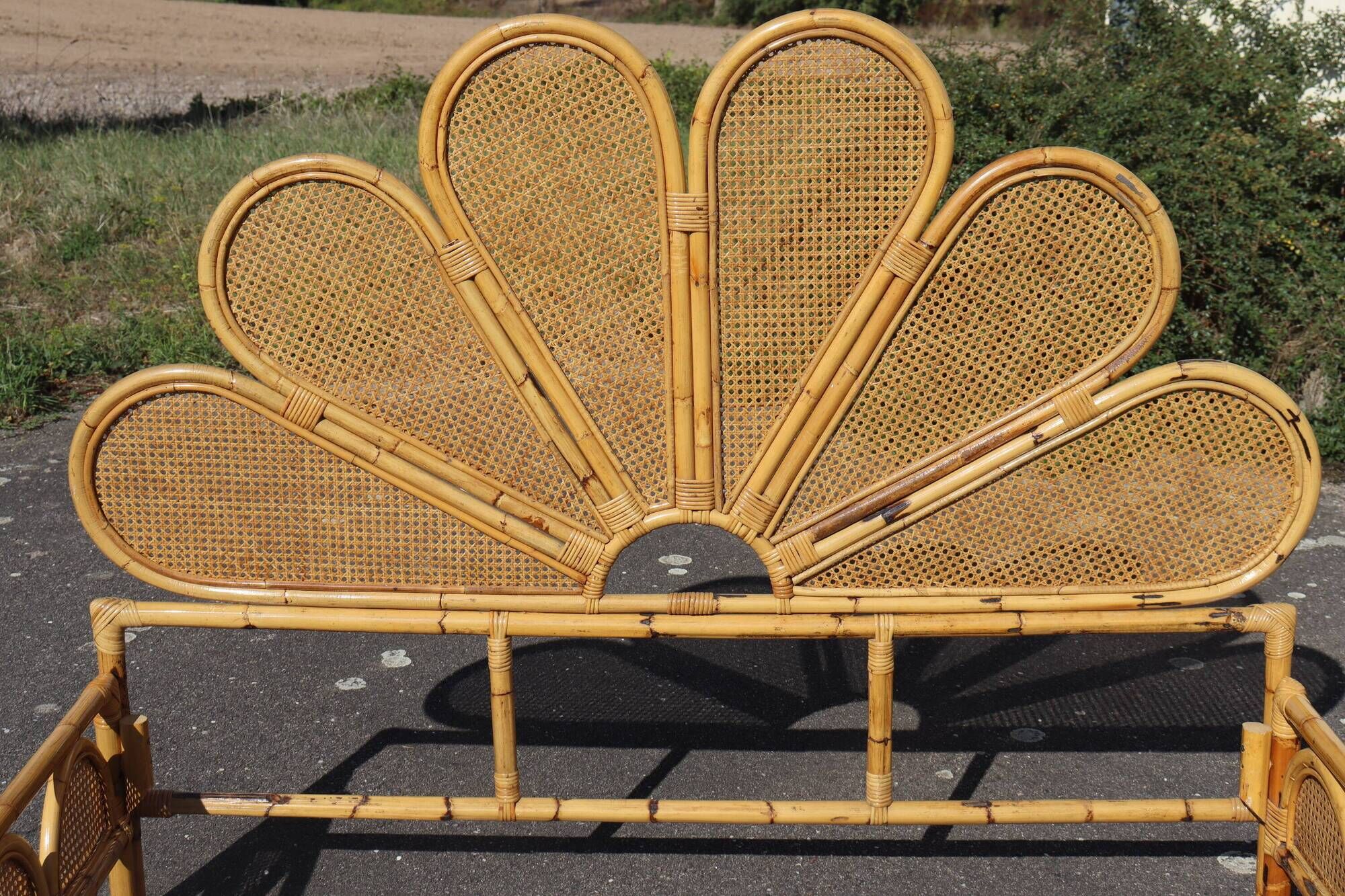 Rattan and bamboo bed Italy 1960