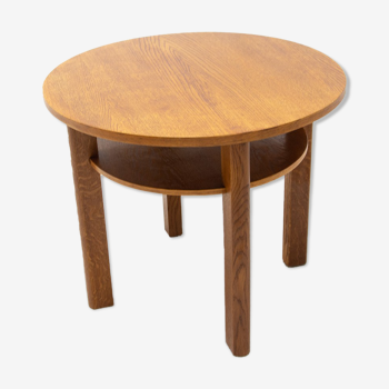 Table basse en bois de chêne entièrement restaurée, années 1950, Tchécoslovaquie