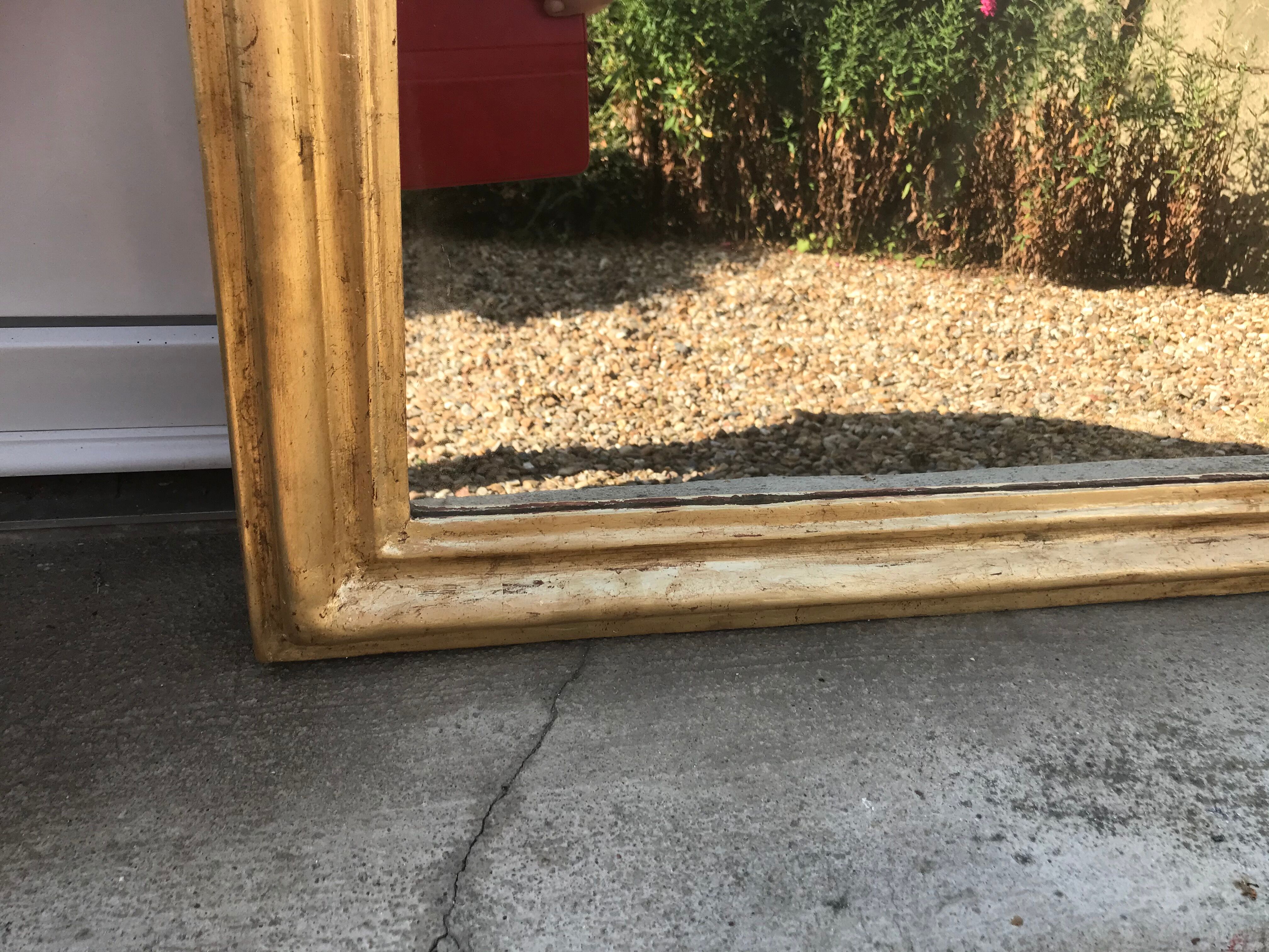 Golden Louis-philippe mirror with pediment 170x72 cm