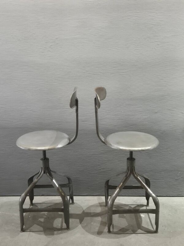 Chaises/tabourets vintage reglables, Edition Nicolle, vers 1960