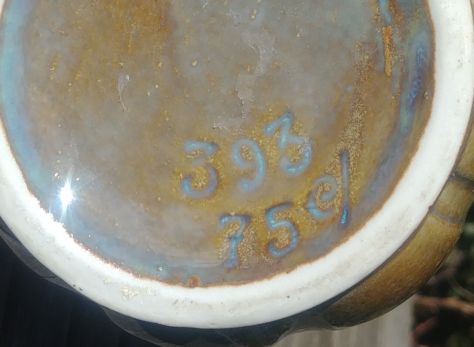 Pitcher/carafe old glazed ceramic La Borne style blue/beige