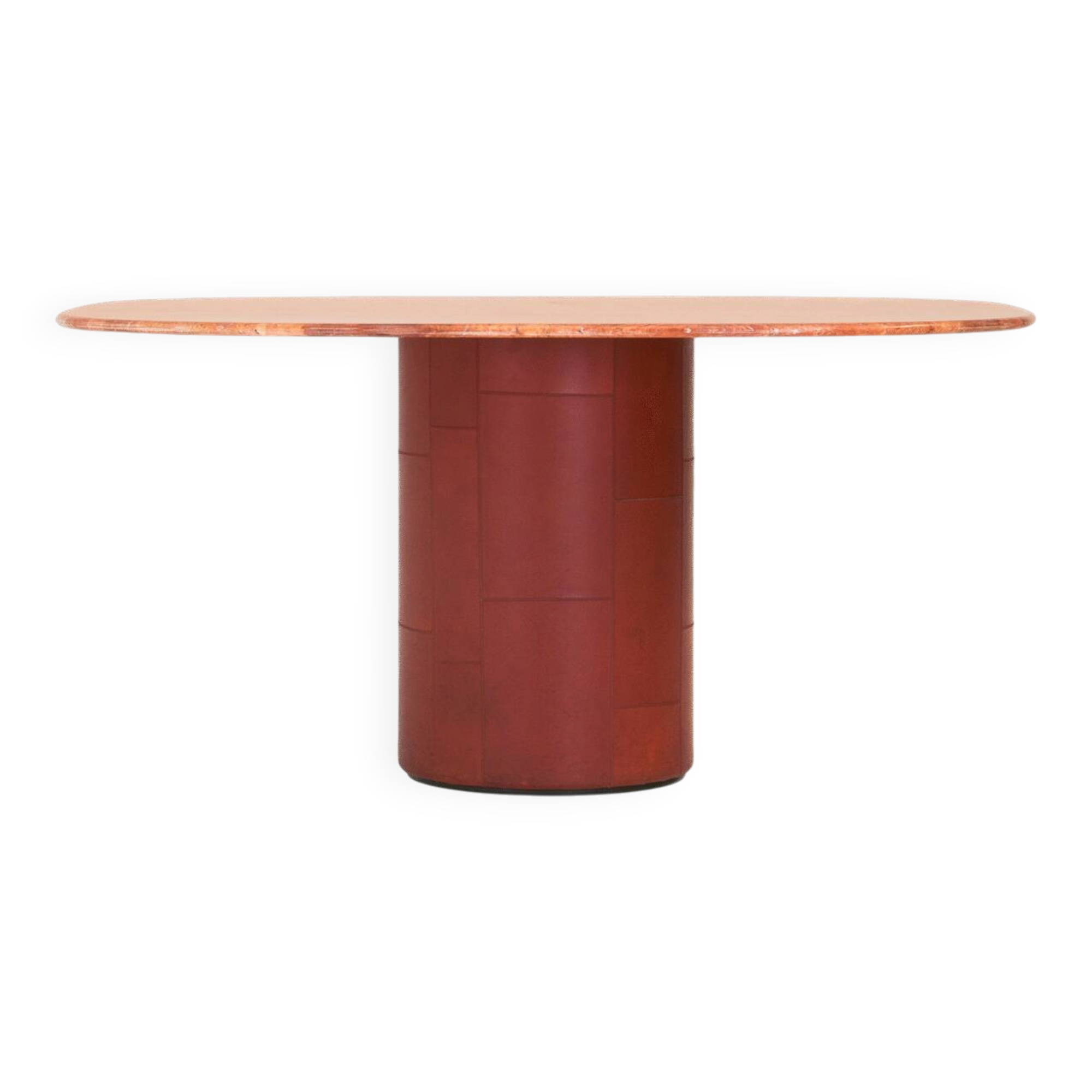 Dining table 'Tobia' in red travertine