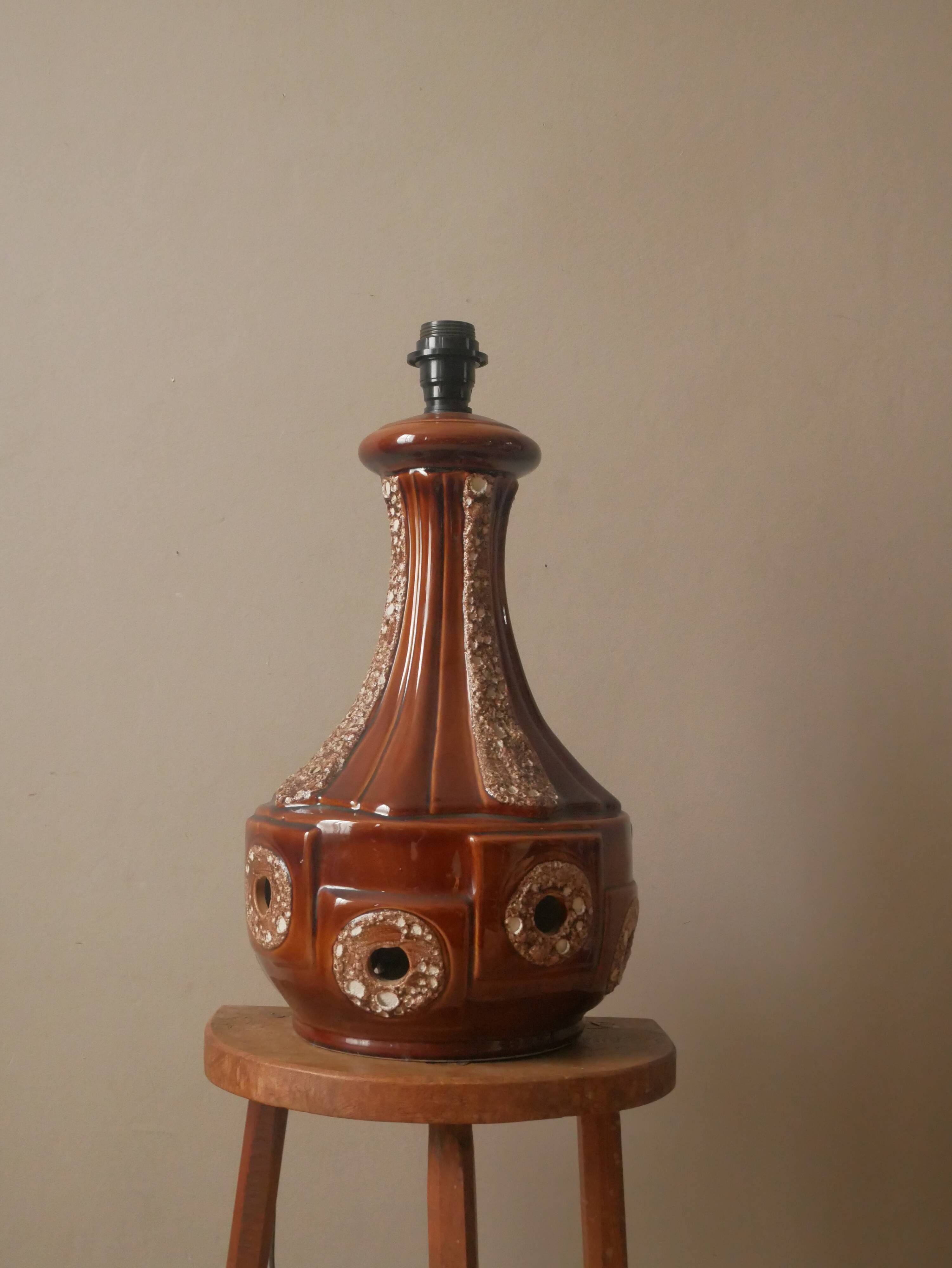 Vintage ceramic lamp base Scandinavian decoration retro floor lamp shades of brown