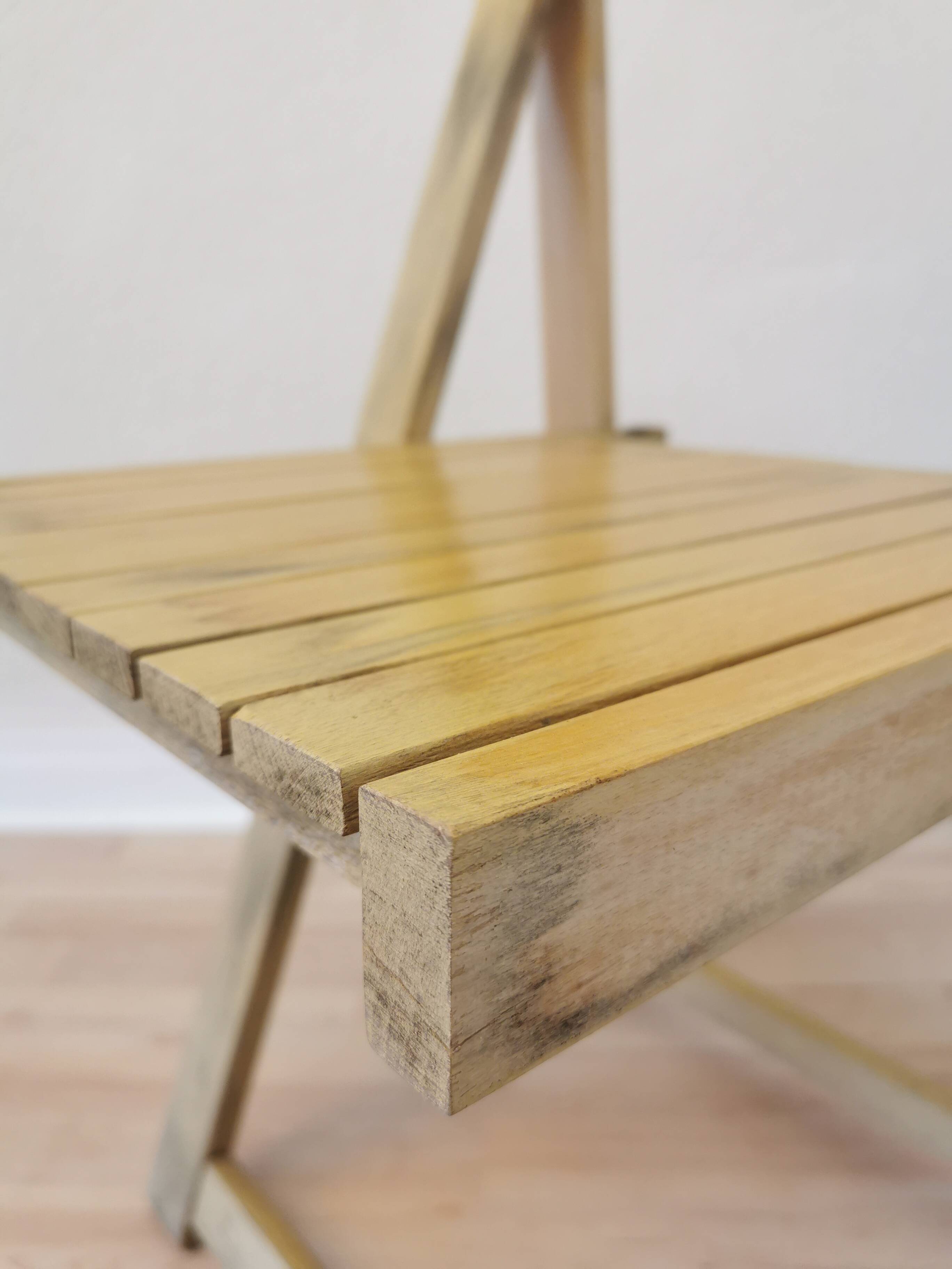 Vintage Aldo Jacober Folding Wooden Chair: Mid-Century Trieste Stool