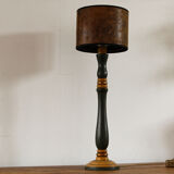 Turned wooden lamp, green and gold