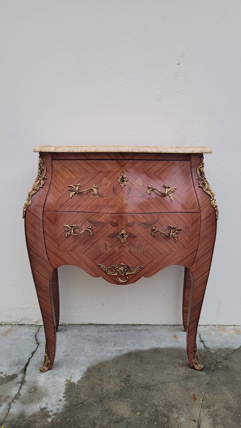 Louis XV Style Commode Stamped in Richly Decorated Rosewood Marquetry