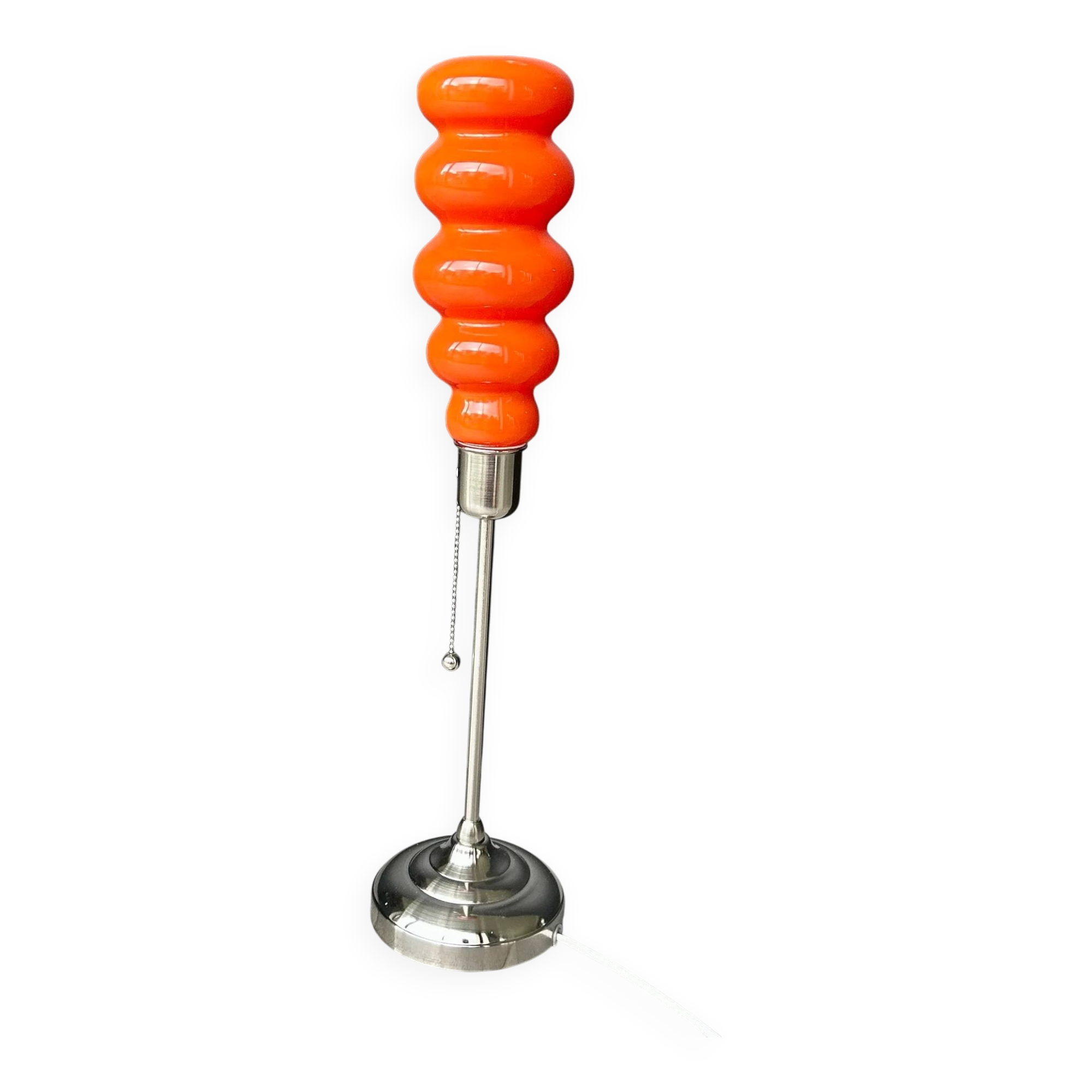 Modern vintage pop design lamp in 70’s style orange glass