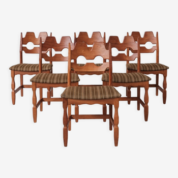 Henning Kjaernulf Razor Mid-Century Danish Oak Dining Chairs (6)