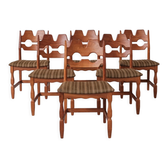 Henning Kjaernulf Razor Mid-Century Danish Oak Dining Chairs (6)