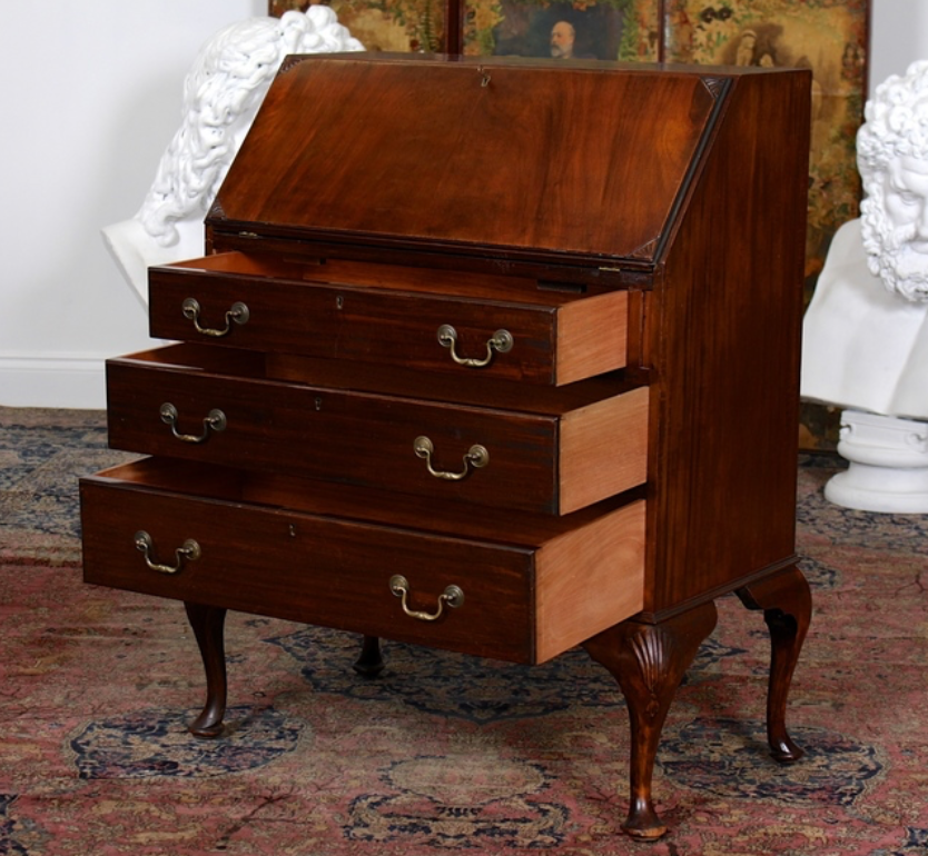 Antique Edwardian carved mahogany desk