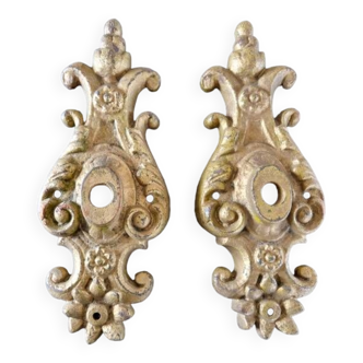 Sconces base, plate - Cast iron with golden patina - Decorated with Louis XV style flowers