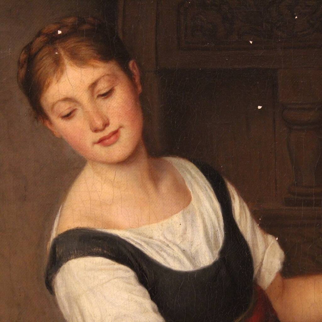 Painting signed G. Spangerberg and dated 1886, interior scene