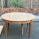 Renovated round Art Deco dining table in solid oak, 1950, 230cm extendable.