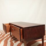 Vintage low board chest of drawers mid century modern design palisander color 1970
