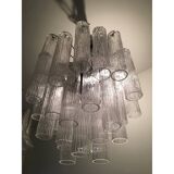 Murano Glass Sputnik Chandelier With "Corteccia" Tubes Italian Glass