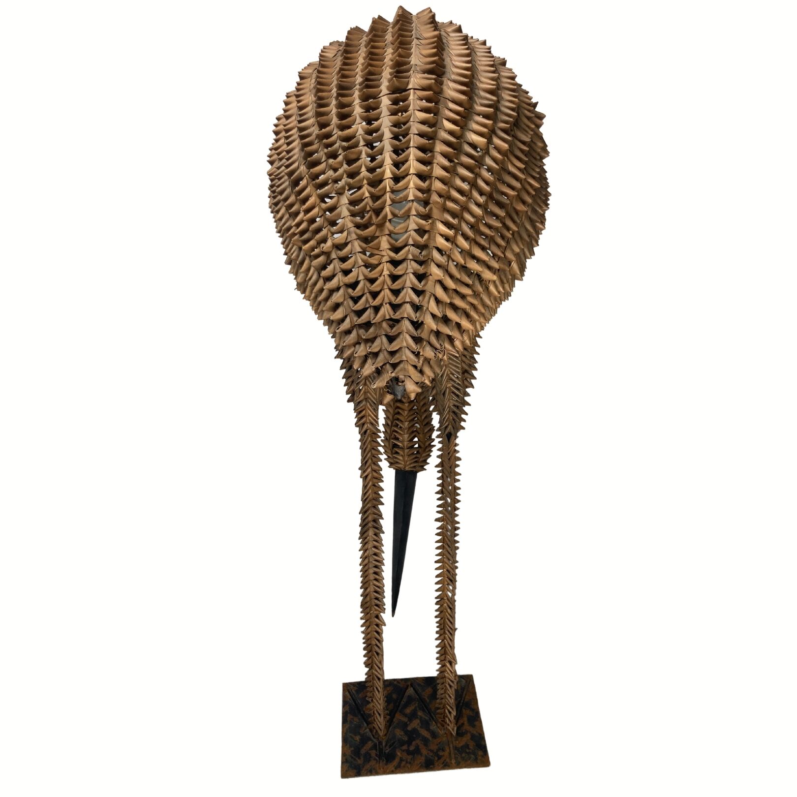 1960s bamboo rattan wicker crane flamingo bird lamp, USA