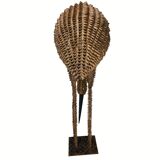 1960s bamboo rattan wicker crane flamingo bird lamp, USA