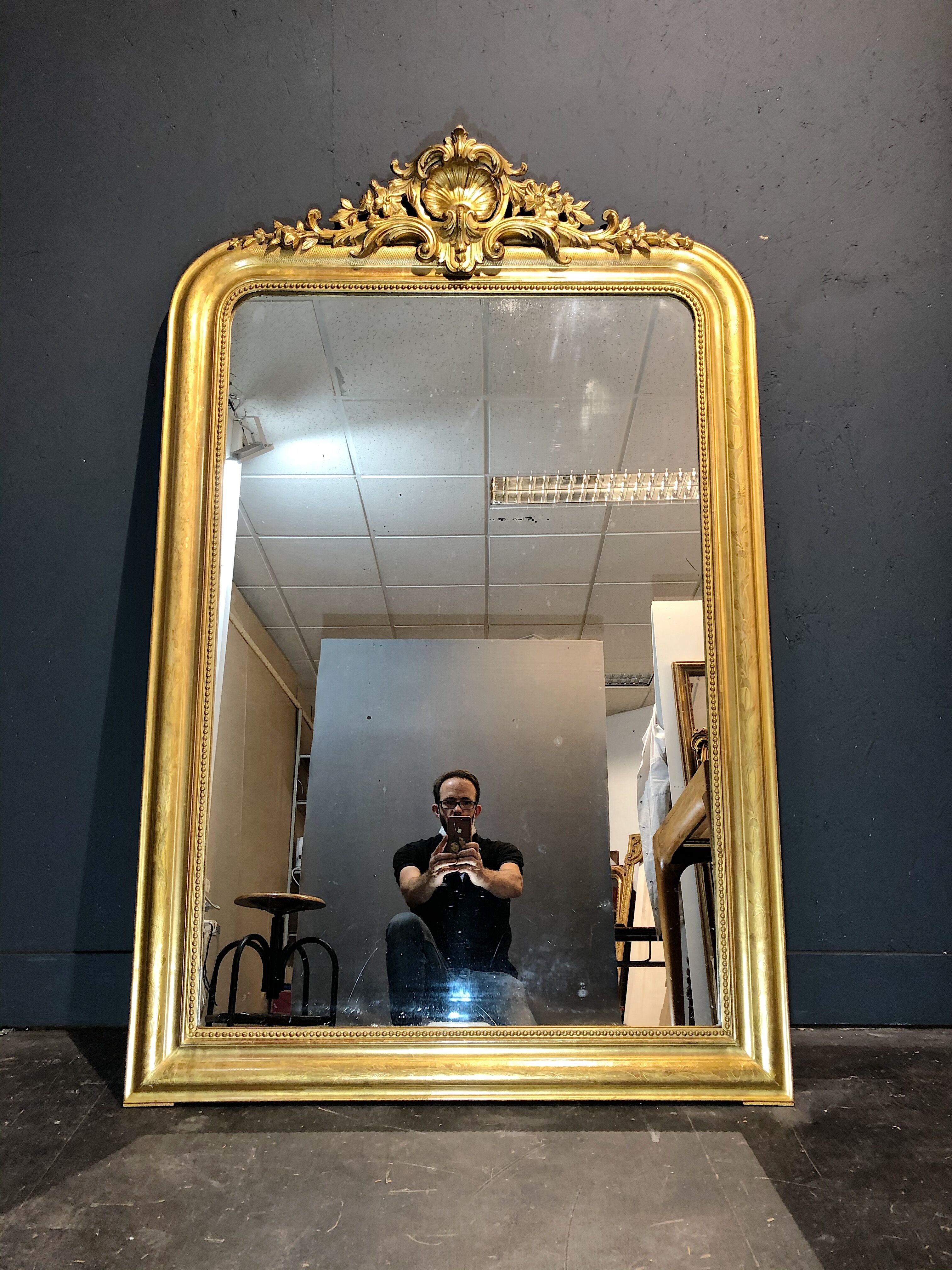 Old mirror 162 x 104 gold leaf gilding