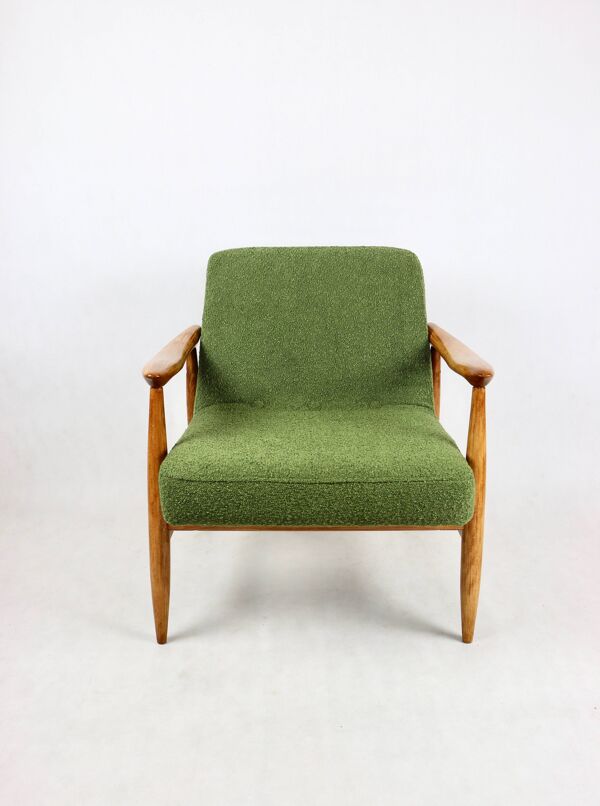 Fauteuil vintage GFM 300-202 design J.Kedziorek Loft années 70 boucle verte - 2 pièces disponibles